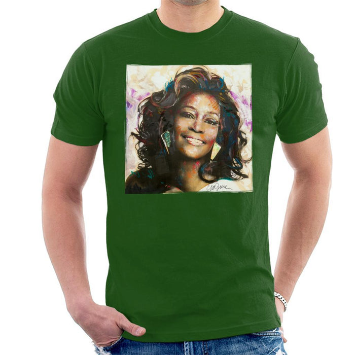 Sidney Maurer Original Portrait Of Whitney Houston Triangle Earrings Mens T-Shirt - Mens T-Shirt
