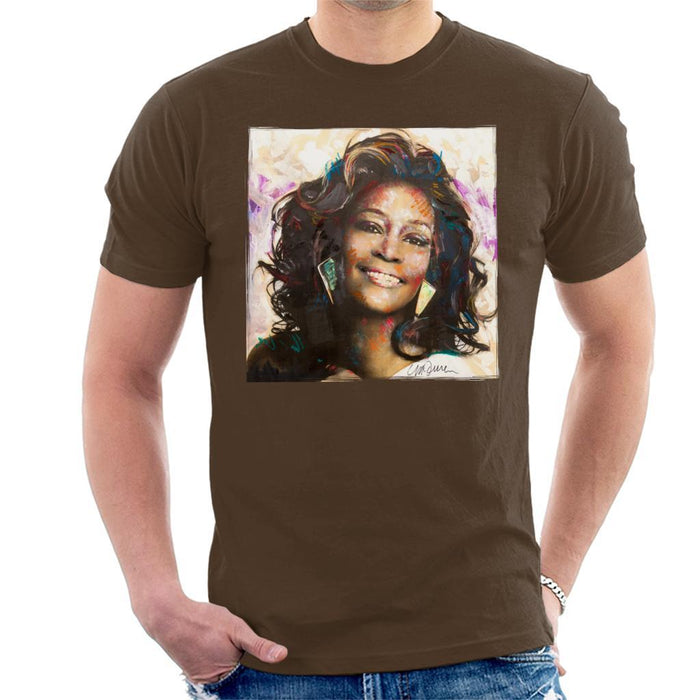 Sidney Maurer Original Portrait Of Whitney Houston Triangle Earrings Mens T-Shirt - Mens T-Shirt