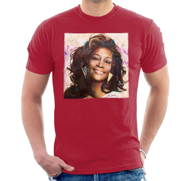 Sidney Maurer Original Portrait Of Whitney Houston Triangle Earrings Mens T-Shirt - Mens T-Shirt