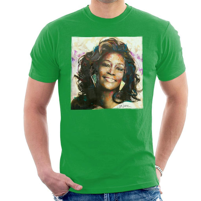 Sidney Maurer Original Portrait Of Whitney Houston Triangle Earrings Mens T-Shirt - Mens T-Shirt