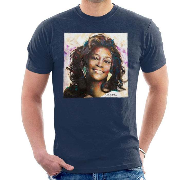 Sidney Maurer Original Portrait Of Whitney Houston Triangle Earrings Mens T-Shirt - Mens T-Shirt