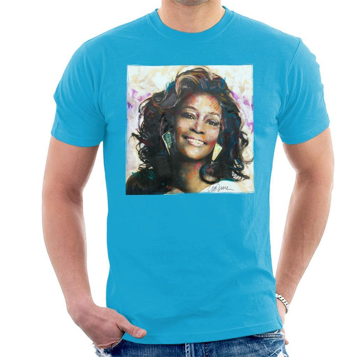 Sidney Maurer Original Portrait Of Whitney Houston Triangle Earrings Mens T-Shirt - Mens T-Shirt