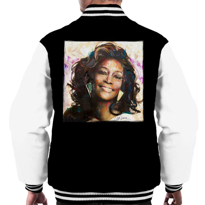 Sidney Maurer Original Portrait Of Whitney Houston Triangle Earrings Mens Varsity Jacket - Mens Varsity Jacket