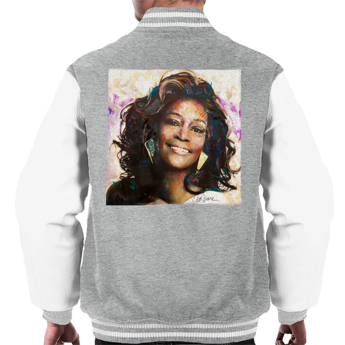 Sidney Maurer Original Portrait Of Whitney Houston Triangle Earrings Mens Varsity Jacket - Mens Varsity Jacket