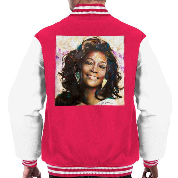 Sidney Maurer Original Portrait Of Whitney Houston Triangle Earrings Mens Varsity Jacket - Mens Varsity Jacket