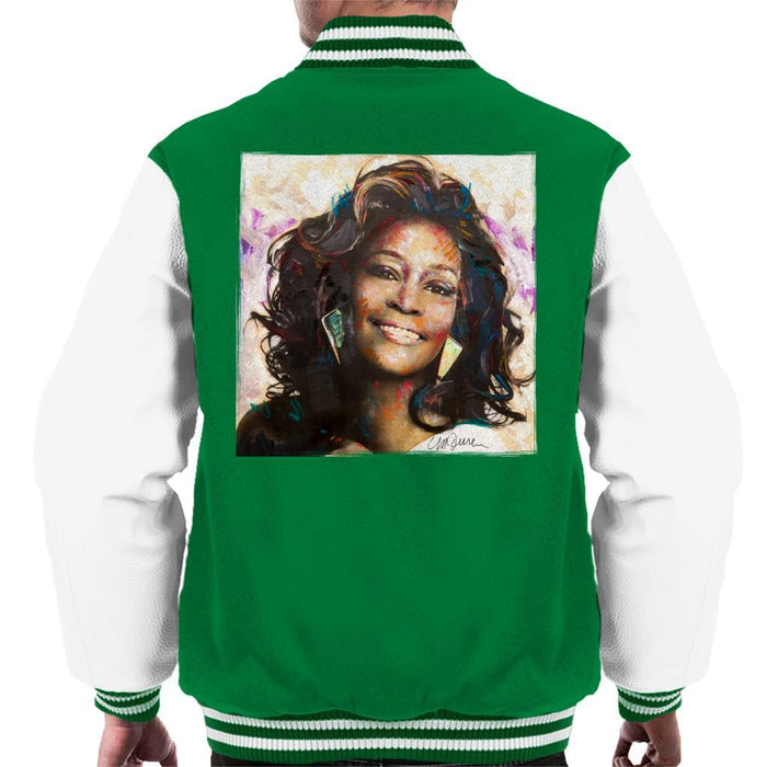 Sidney Maurer Original Portrait Of Whitney Houston Triangle Earrings Mens Varsity Jacket - Mens Varsity Jacket