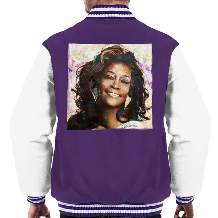 Sidney Maurer Original Portrait Of Whitney Houston Triangle Earrings Mens Varsity Jacket - Mens Varsity Jacket