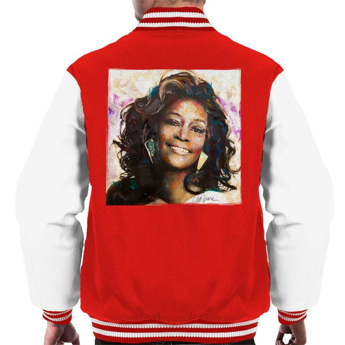 Sidney Maurer Original Portrait Of Whitney Houston Triangle Earrings Mens Varsity Jacket - Mens Varsity Jacket