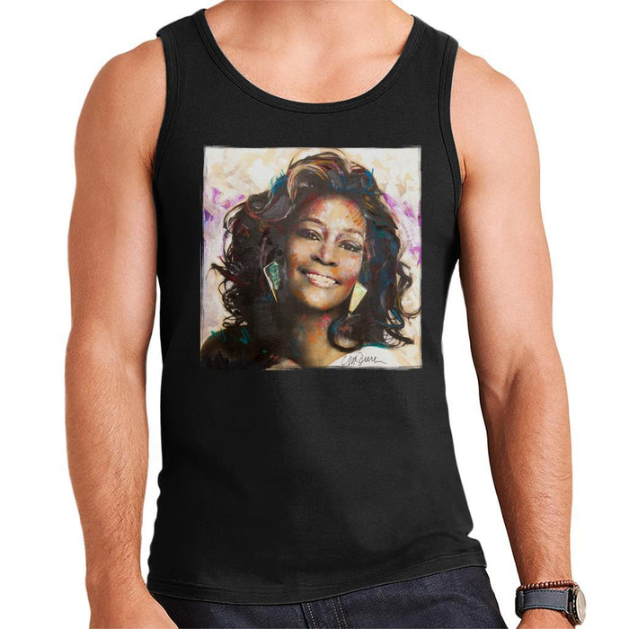Sidney Maurer Original Portrait Of Whitney Houston Triangle Earrings Mens Vest - Mens Vest