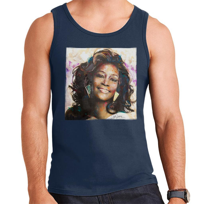 Sidney Maurer Original Portrait Of Whitney Houston Triangle Earrings Mens Vest - Mens Vest