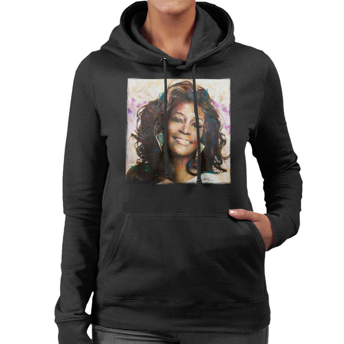 Sidney Maurer Original Portrait Of Whitney Houston Triangle Earrings Womens Hooded Sweatshirt - Womens Hooded Sweatshirt