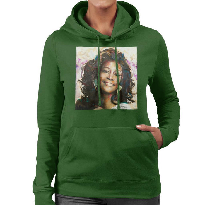 Sidney Maurer Original Portrait Of Whitney Houston Triangle Earrings Womens Hooded Sweatshirt - Womens Hooded Sweatshirt