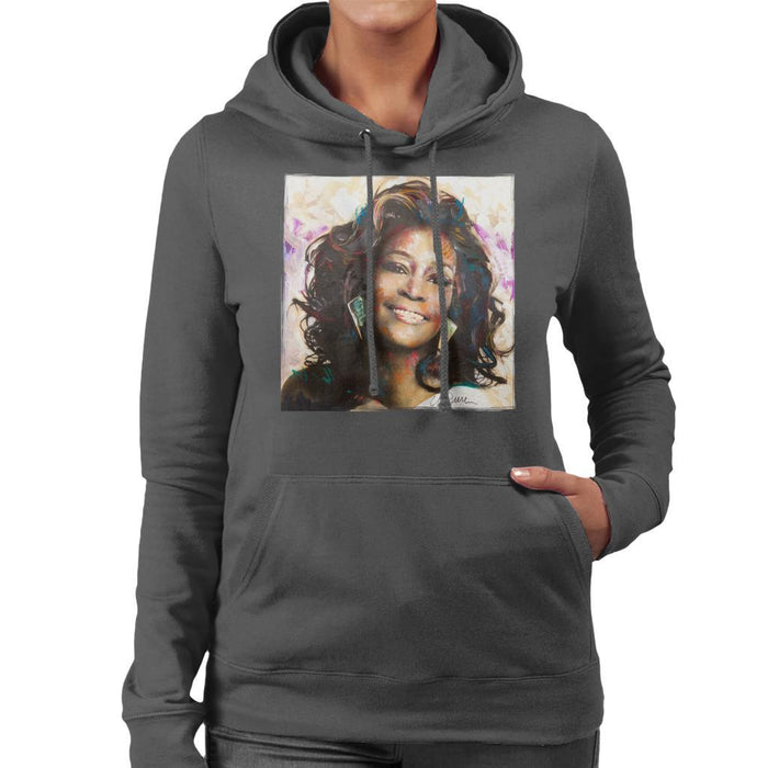 Sidney Maurer Original Portrait Of Whitney Houston Triangle Earrings Womens Hooded Sweatshirt - Womens Hooded Sweatshirt