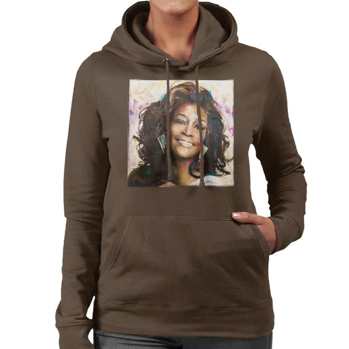 Sidney Maurer Original Portrait Of Whitney Houston Triangle Earrings Womens Hooded Sweatshirt - Womens Hooded Sweatshirt