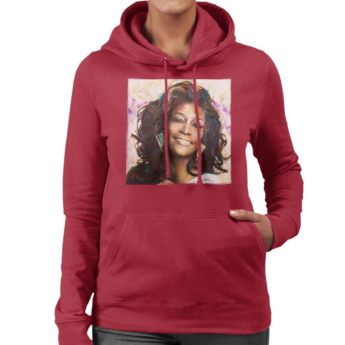 Sidney Maurer Original Portrait Of Whitney Houston Triangle Earrings Womens Hooded Sweatshirt - Womens Hooded Sweatshirt