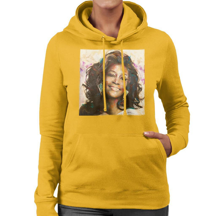 Sidney Maurer Original Portrait Of Whitney Houston Triangle Earrings Womens Hooded Sweatshirt - Womens Hooded Sweatshirt