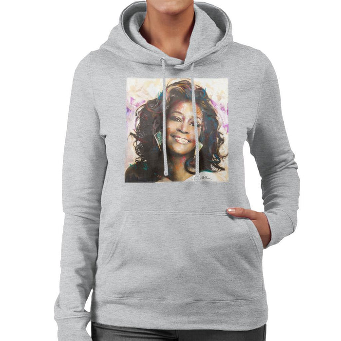 Sidney Maurer Original Portrait Of Whitney Houston Triangle Earrings Womens Hooded Sweatshirt - Womens Hooded Sweatshirt