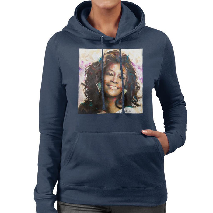 Sidney Maurer Original Portrait Of Whitney Houston Triangle Earrings Womens Hooded Sweatshirt - Womens Hooded Sweatshirt