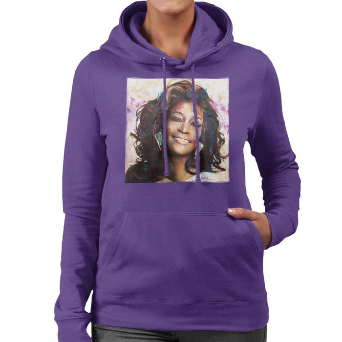 Sidney Maurer Original Portrait Of Whitney Houston Triangle Earrings Womens Hooded Sweatshirt - Womens Hooded Sweatshirt