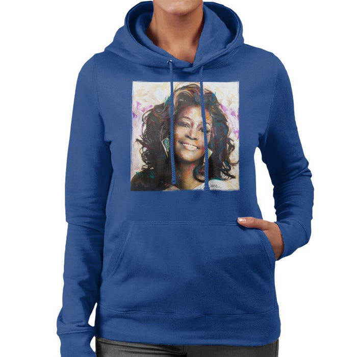 Sidney Maurer Original Portrait Of Whitney Houston Triangle Earrings Womens Hooded Sweatshirt - Womens Hooded Sweatshirt