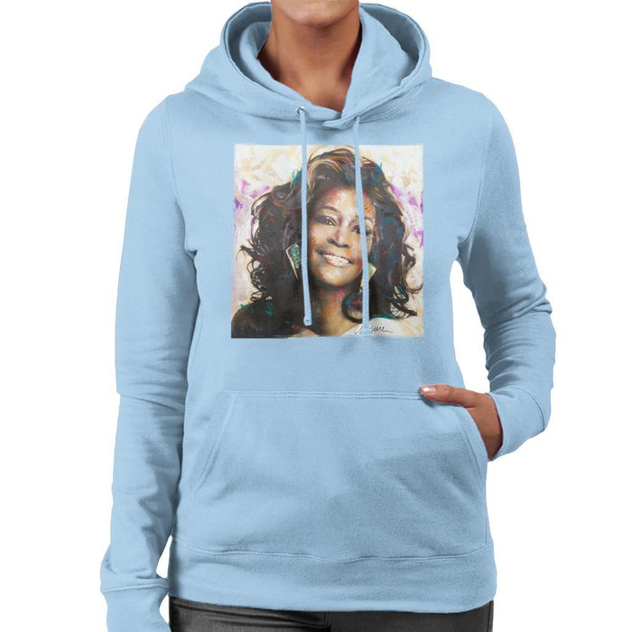 Sidney Maurer Original Portrait Of Whitney Houston Triangle Earrings Womens Hooded Sweatshirt - Womens Hooded Sweatshirt