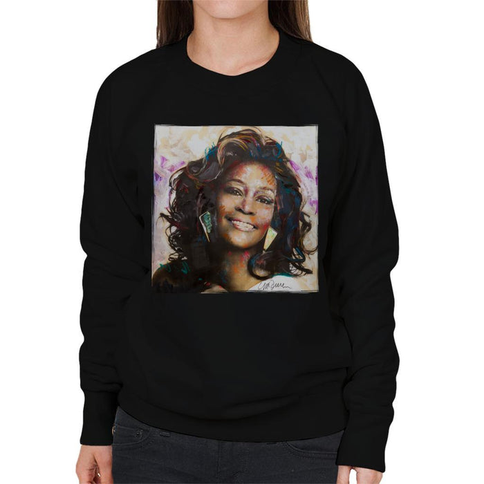Sidney Maurer Original Portrait Of Whitney Houston Triangle Earrings Womens Sweatshirt - Womens Sweatshirt