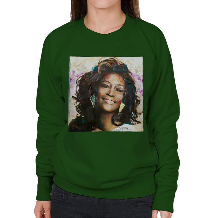 Sidney Maurer Original Portrait Of Whitney Houston Triangle Earrings Womens Sweatshirt - Womens Sweatshirt