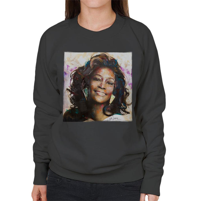 Sidney Maurer Original Portrait Of Whitney Houston Triangle Earrings Womens Sweatshirt - Womens Sweatshirt