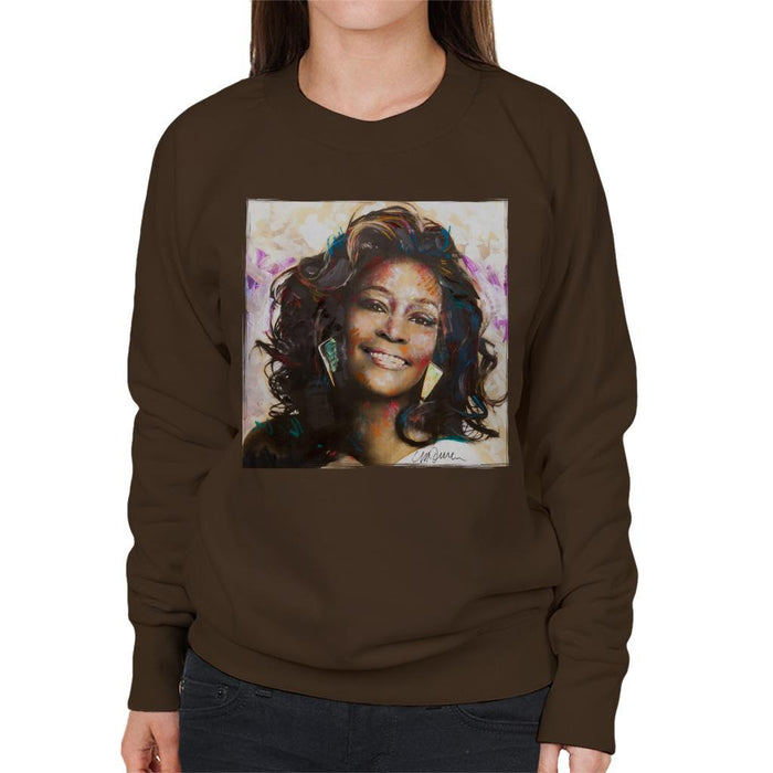 Sidney Maurer Original Portrait Of Whitney Houston Triangle Earrings Womens Sweatshirt - Womens Sweatshirt