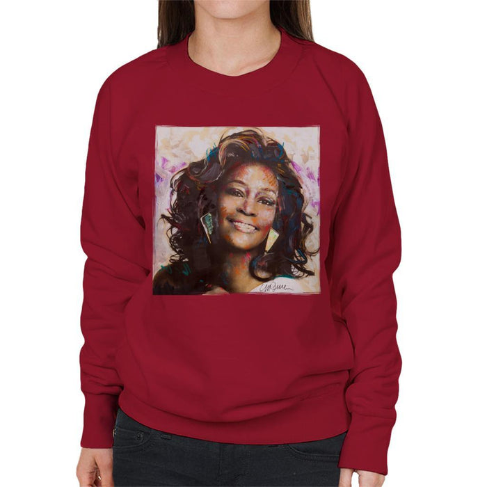 Sidney Maurer Original Portrait Of Whitney Houston Triangle Earrings Womens Sweatshirt - Womens Sweatshirt