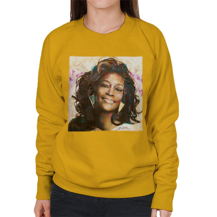 Sidney Maurer Original Portrait Of Whitney Houston Triangle Earrings Womens Sweatshirt - Womens Sweatshirt