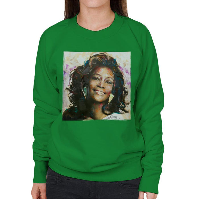 Sidney Maurer Original Portrait Of Whitney Houston Triangle Earrings Womens Sweatshirt - Womens Sweatshirt