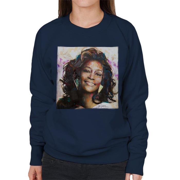 Sidney Maurer Original Portrait Of Whitney Houston Triangle Earrings Womens Sweatshirt - Womens Sweatshirt