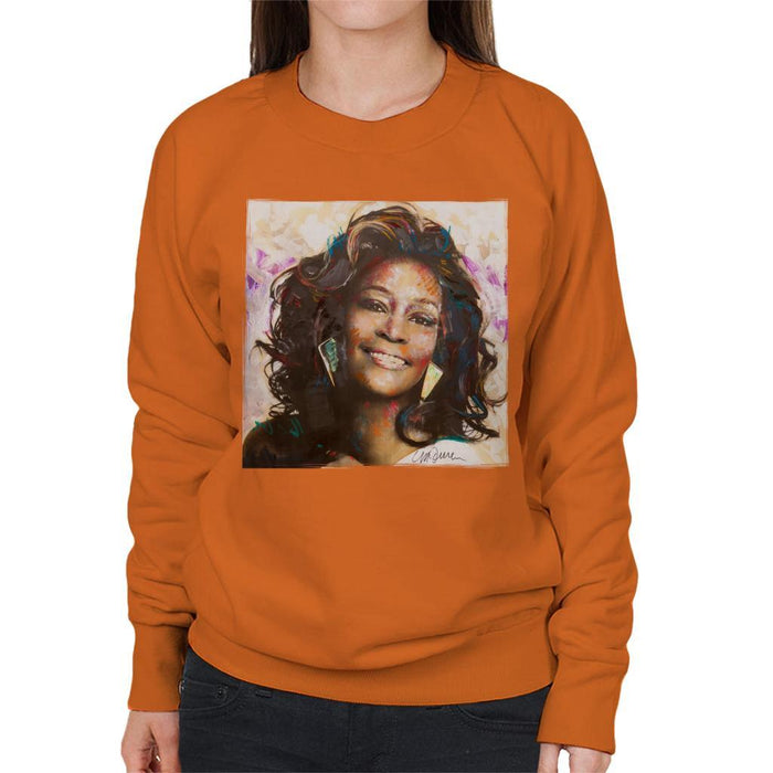 Sidney Maurer Original Portrait Of Whitney Houston Triangle Earrings Womens Sweatshirt - Womens Sweatshirt