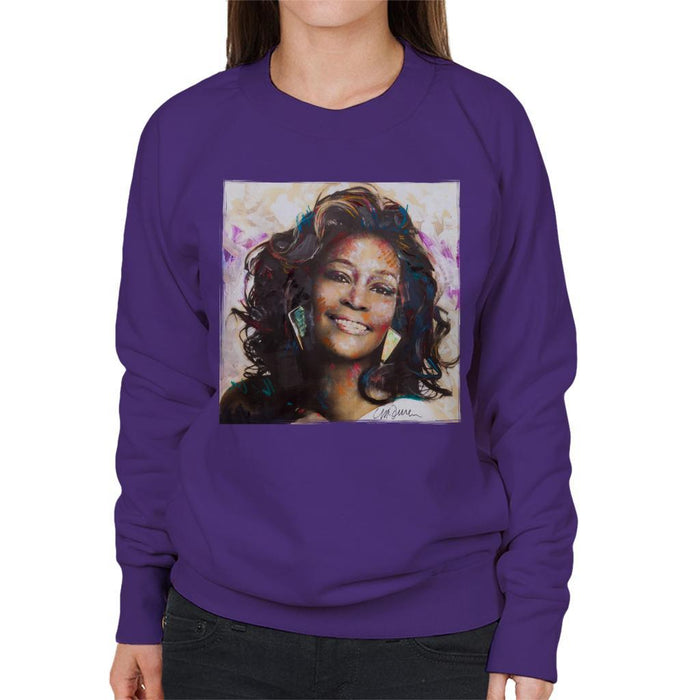 Sidney Maurer Original Portrait Of Whitney Houston Triangle Earrings Womens Sweatshirt - Womens Sweatshirt