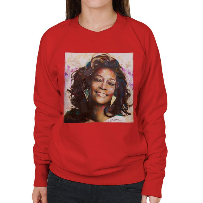 Sidney Maurer Original Portrait Of Whitney Houston Triangle Earrings Womens Sweatshirt - Womens Sweatshirt