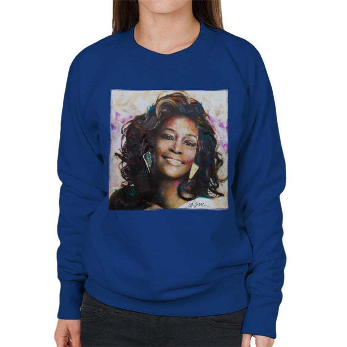 Sidney Maurer Original Portrait Of Whitney Houston Triangle Earrings Womens Sweatshirt - Womens Sweatshirt