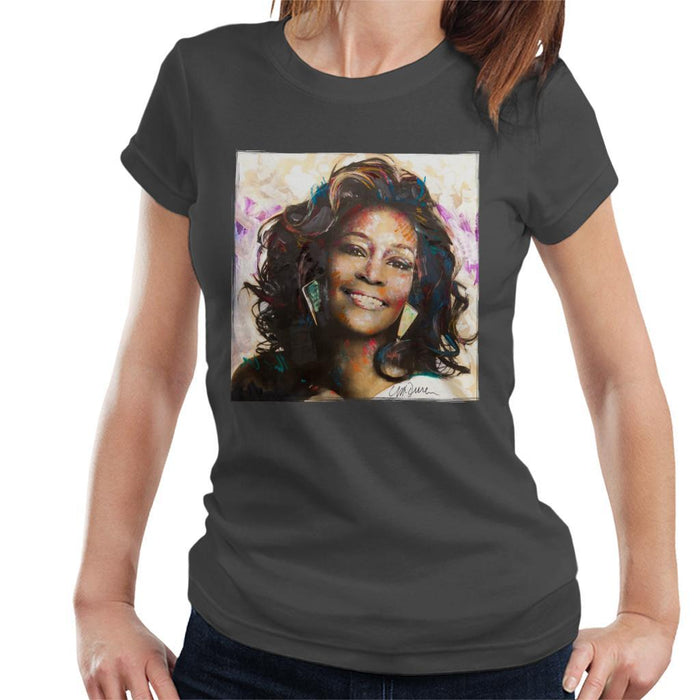 Sidney Maurer Original Portrait Of Whitney Houston Triangle Earrings Womens T-Shirt - Womens T-Shirt