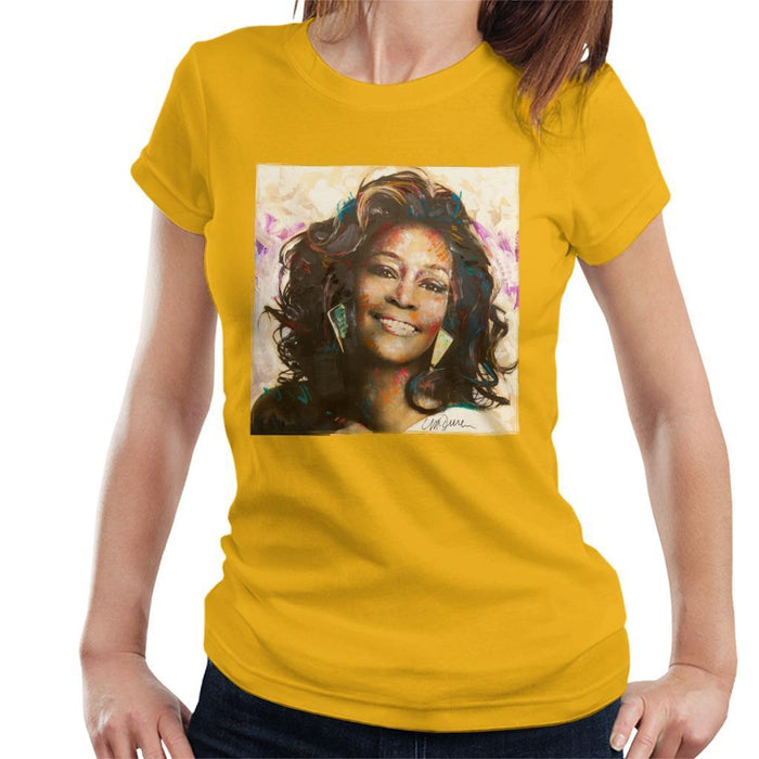 Sidney Maurer Original Portrait Of Whitney Houston Triangle Earrings Womens T-Shirt - Womens T-Shirt