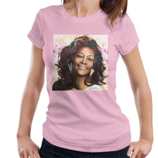 Sidney Maurer Original Portrait Of Whitney Houston Triangle Earrings Womens T-Shirt - Womens T-Shirt