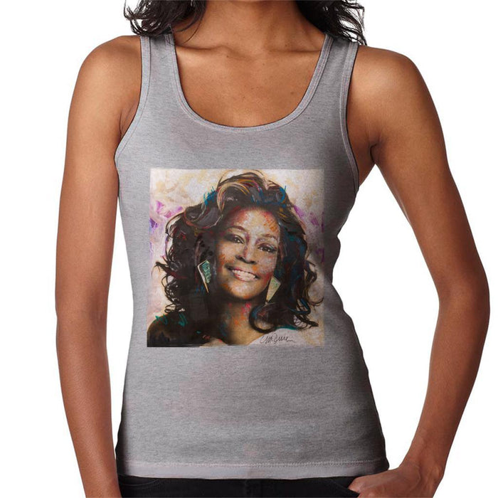 Sidney Maurer Original Portrait Of Whitney Houston Triangle Earrings Womens Vest - Womens Vest