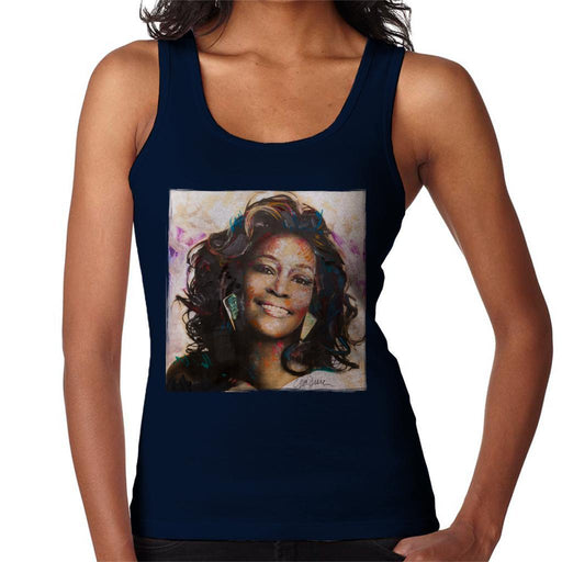 Sidney Maurer Original Portrait Of Whitney Houston Triangle Earrings Womens Vest - Womens Vest