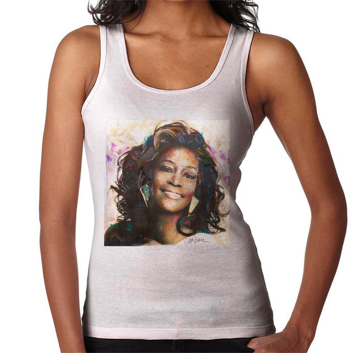 Sidney Maurer Original Portrait Of Whitney Houston Triangle Earrings Womens Vest - Womens Vest