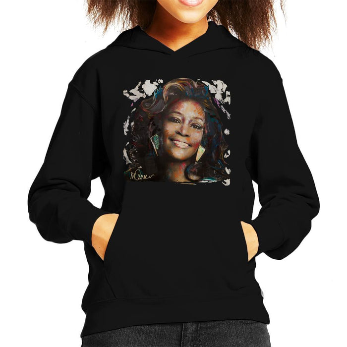 Sidney Maurer Original Portrait Of Whitney Houston White Kids Hooded Sweatshirt - Kids Boys Hooded Sweatshirt