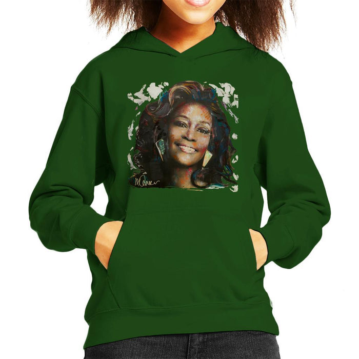 Sidney Maurer Original Portrait Of Whitney Houston White Kids Hooded Sweatshirt - Kids Boys Hooded Sweatshirt