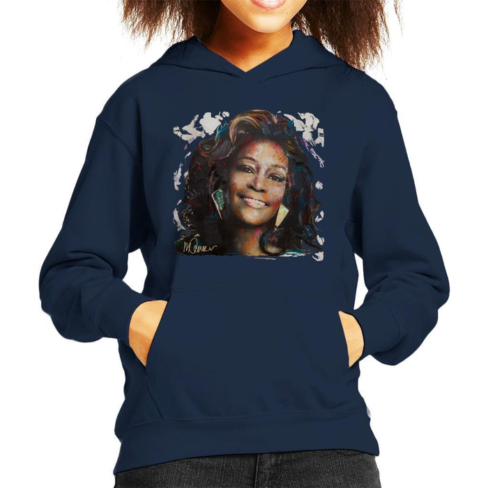 Sidney Maurer Original Portrait Of Whitney Houston White Kids Hooded Sweatshirt - Kids Boys Hooded Sweatshirt