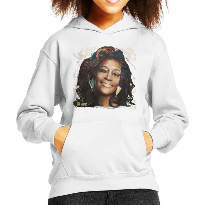 Sidney Maurer Original Portrait Of Whitney Houston White Kids Hooded Sweatshirt - Kids Boys Hooded Sweatshirt
