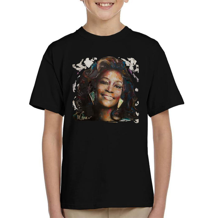 Sidney Maurer Original Portrait Of Whitney Houston White Kids T-Shirt - Kids Boys T-Shirt