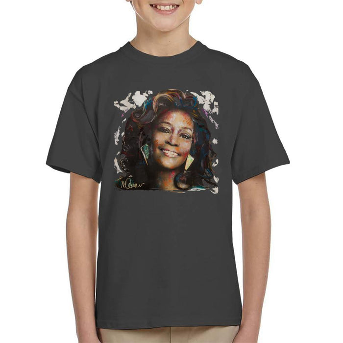 Sidney Maurer Original Portrait Of Whitney Houston White Kids T-Shirt - Kids Boys T-Shirt