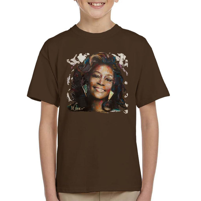Sidney Maurer Original Portrait Of Whitney Houston White Kids T-Shirt - Kids Boys T-Shirt